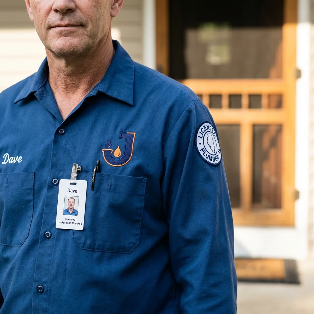 Licensed plumber showing ID badge in Harriman, TN